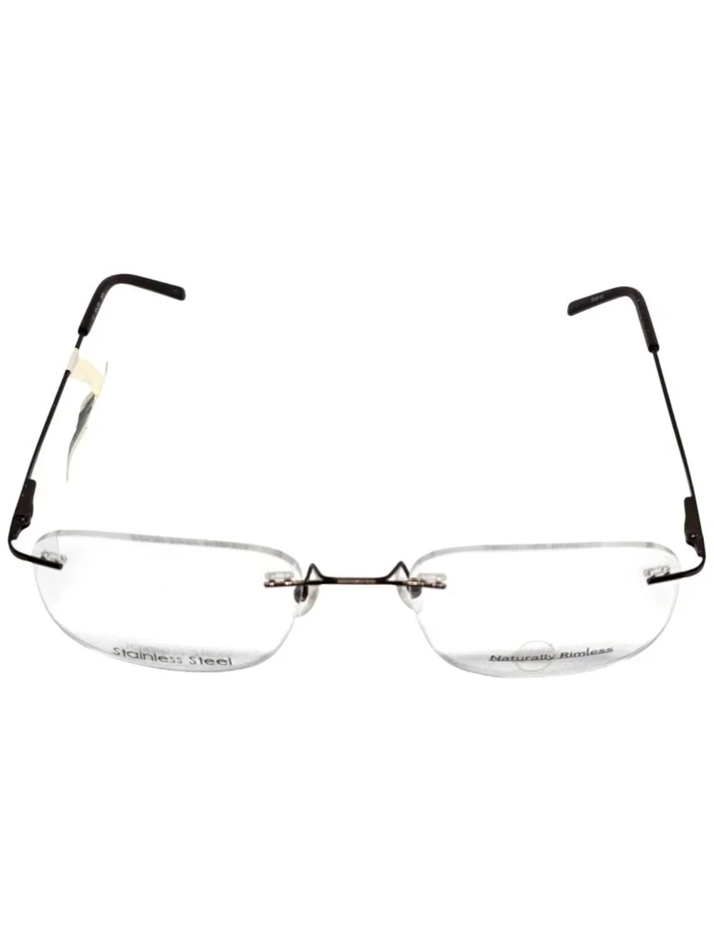 Naturally Rimless Eyeglass Frames Stainless Steel Brown 53-20-145 NR356